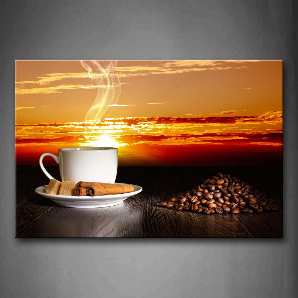 Coffee With Cup And Coffee Bean Wall Art Painting Pictures Print On Canvas Food The Picture For Home Modern Decoration 