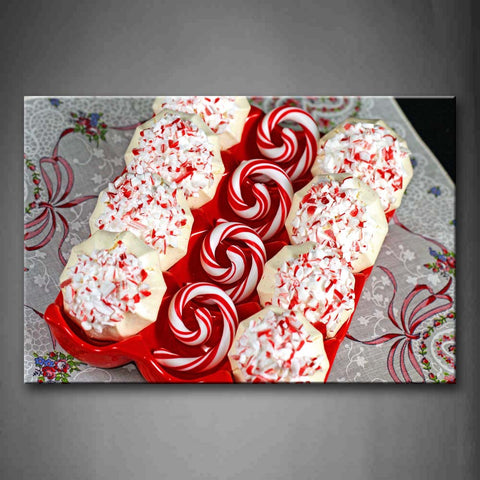 Chocolate Chip In Red And White On Cookies Wall Art Painting The Picture Print On Canvas Food Pictures For Home Decor Decoration Gift 