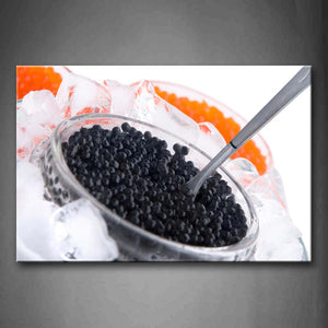 Caviar On The Bowl With Ice And Spoon Wall Art Painting The Picture Print On Canvas Food Pictures For Home Decor Decoration Gift 