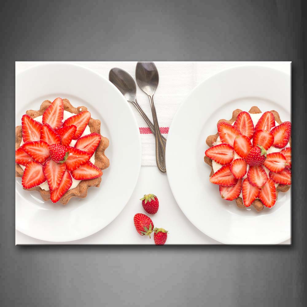 Strawberries With Cream On The Cake Wall Art Painting The Picture Print On Canvas Food Pictures For Home Decor Decoration Gift 