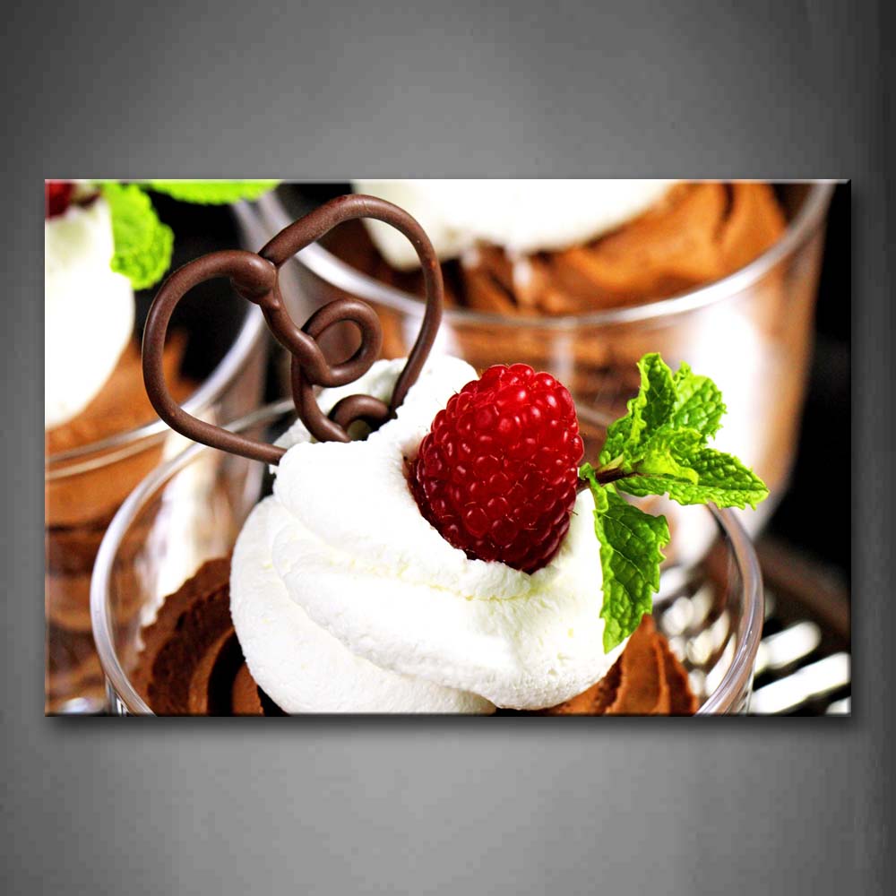 Fruit And Chocolate In The White Dessert Wall Art Painting Pictures Print On Canvas Food The Picture For Home Modern Decoration 