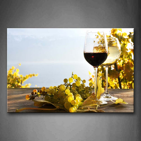 Colourful Wine With Green Grapes Wall Art Painting Pictures Print On Canvas Food The Picture For Home Modern Decoration 