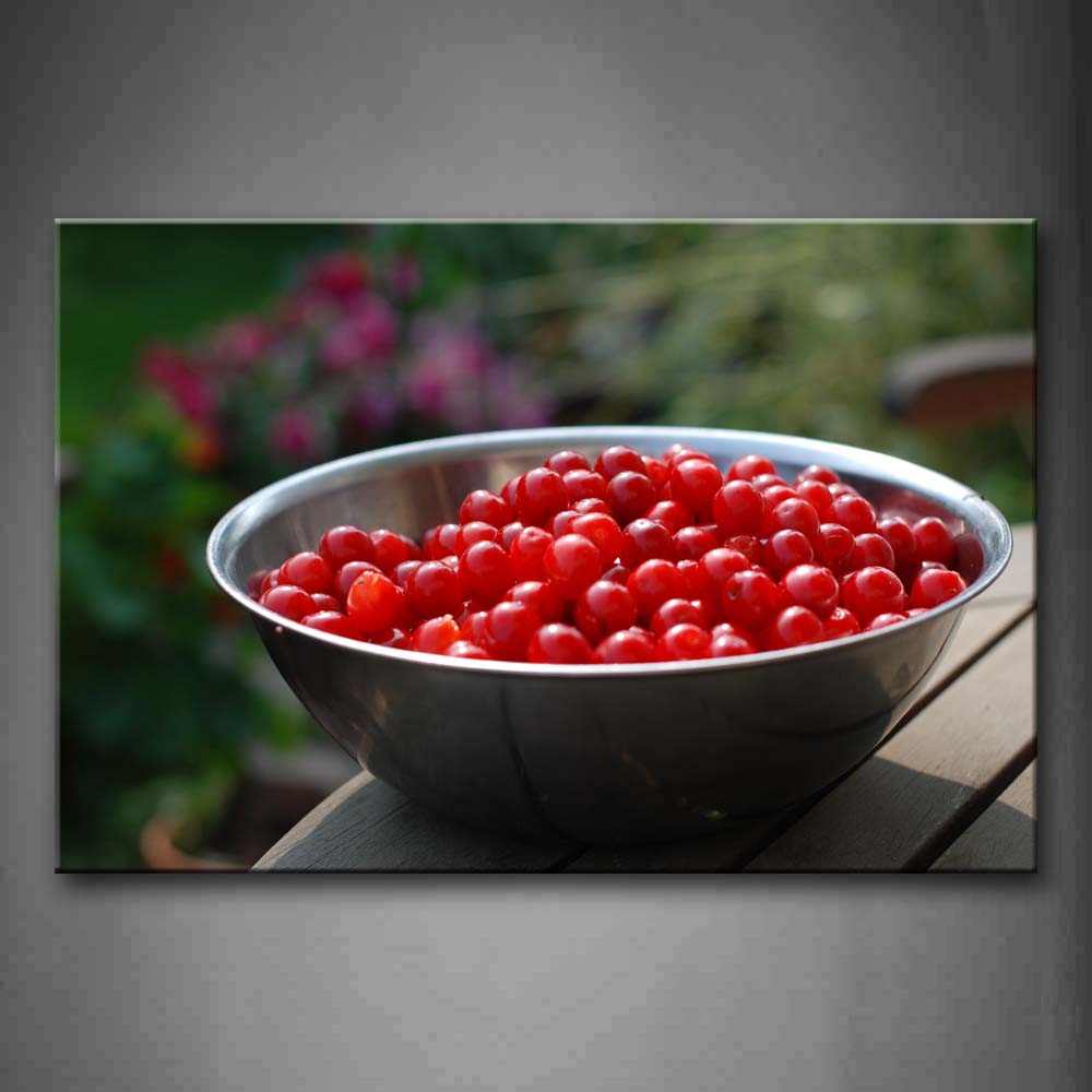 Red Berries In The Steel Bowl Wall Art Painting The Picture Print On Canvas Food Pictures For Home Decor Decoration Gift 