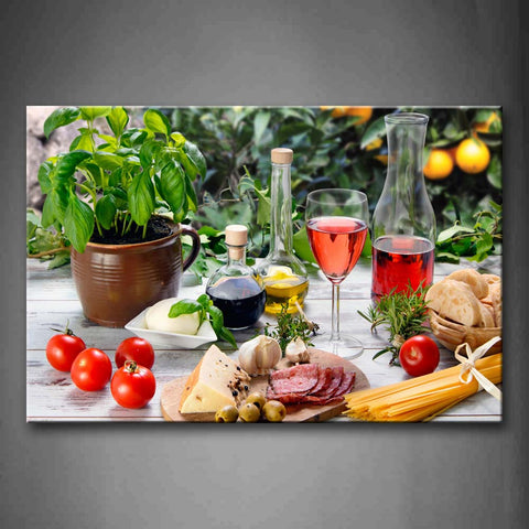 Cheeses And Wine Tomatoes Wall Art Painting The Picture Print On Canvas Food Pictures For Home Decor Decoration Gift 