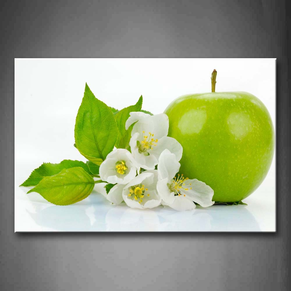 Green Apple With Flower And Leaves Wall Art Painting The Picture Print On Canvas Food Pictures For Home Decor Decoration Gift 