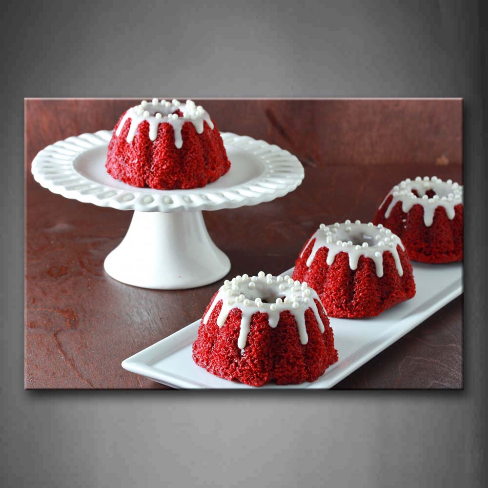 White Cream Over Red Cake Wall Art Painting Pictures Print On Canvas Food The Picture For Home Modern Decoration 