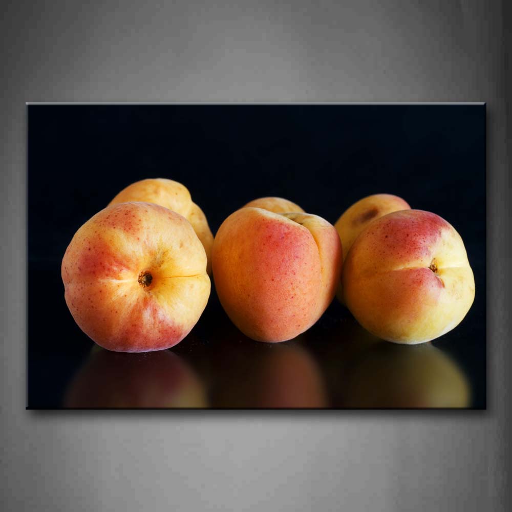 Brown Many Red And Yellow Peaches Wall Art Painting Pictures Print On Canvas Food The Picture For Home Modern Decoration 