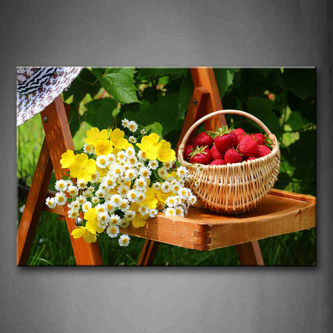 Strawberry With Jasmine Flowers Wall Art Painting Pictures Print On Canvas Food The Picture For Home Modern Decoration 