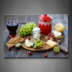 Wine And Grapes Cheeses Wall Art Painting The Picture Print On Canvas Food Pictures For Home Decor Decoration Gift 