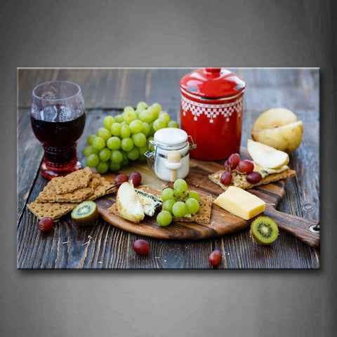 Wine And Grapes Cheeses Wall Art Painting The Picture Print On Canvas Food Pictures For Home Decor Decoration Gift 