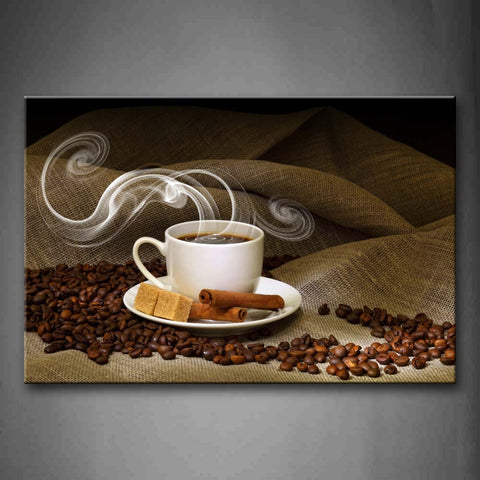 Brown A Cup Of Coffee And Coffee Bean Wall Art Painting Pictures Print On Canvas Food The Picture For Home Modern Decoration 