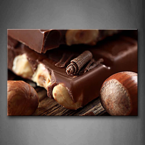 Hazelnut In The Chocolate Wall Art Painting Pictures Print On Canvas Food The Picture For Home Modern Decoration 