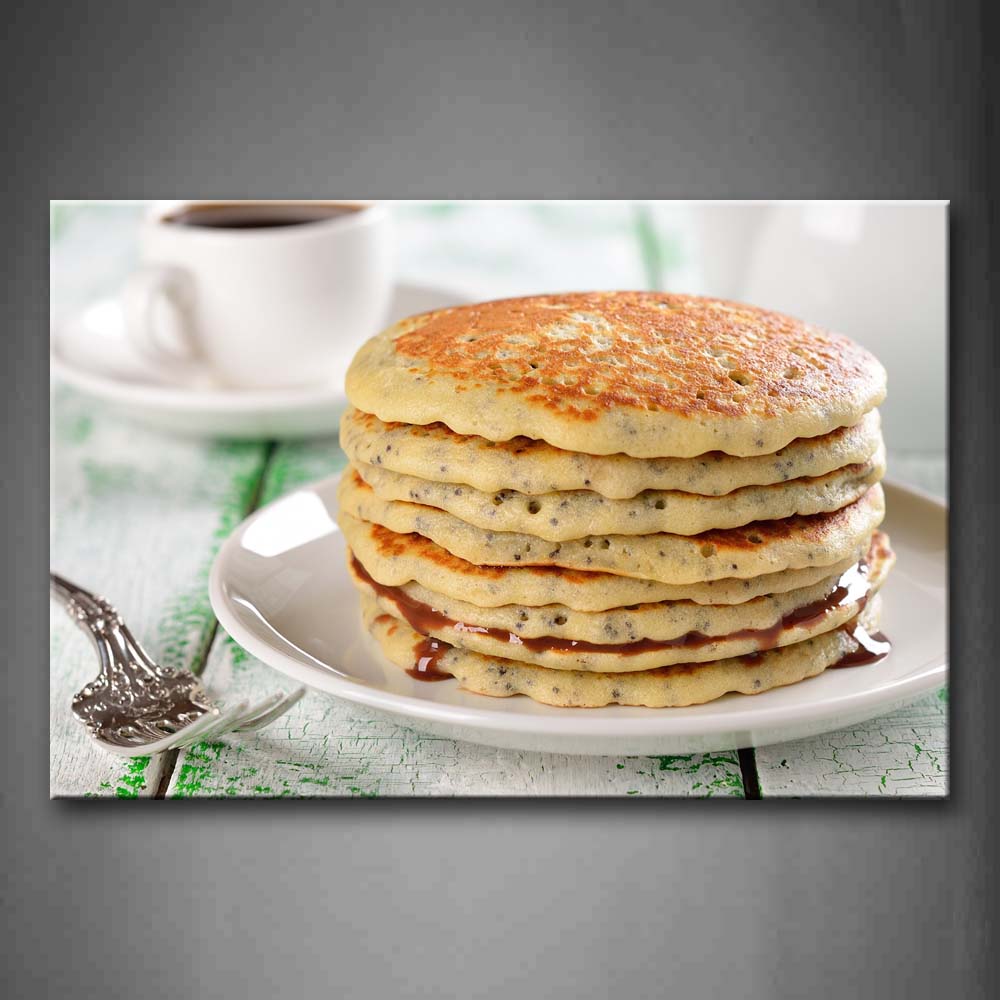 Pancake With Jam And A Cup Of Coffee Wall Art Painting Pictures Print On Canvas Food The Picture For Home Modern Decoration 