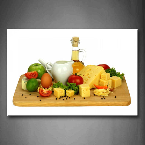 Yellow Orange Cheeses And Tomatoes Egg Apple Wall Art Painting Pictures Print On Canvas Food The Picture For Home Modern Decoration 