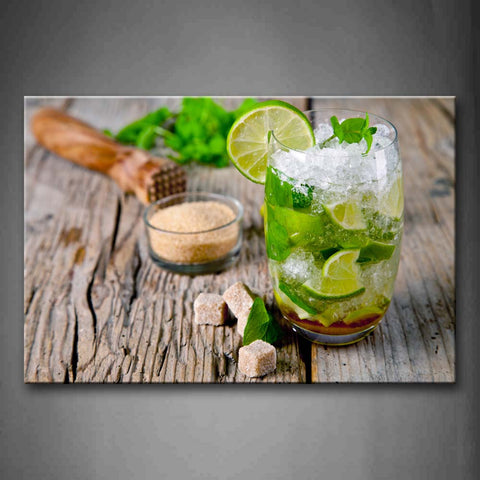 Drink With Green Lemon And Ice Wall Art Painting The Picture Print On Canvas Food Pictures For Home Decor Decoration Gift 