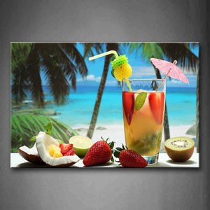 Cocktail With Kiwifruit And Strawberries Coconut Wall Art Painting The Picture Print On Canvas Food Pictures For Home Decor Decoration Gift 