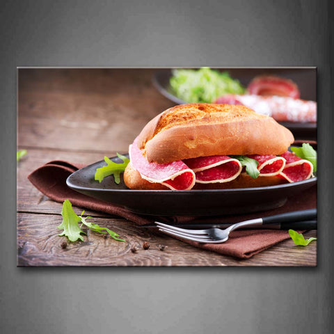 Sandwich With Meat And Vegetables Wall Art Painting The Picture Print On Canvas Food Pictures For Home Decor Decoration Gift 