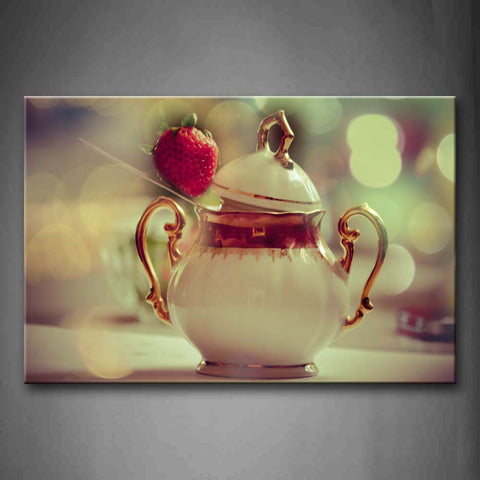 Strawberry With Beautiful Pot Wall Art Painting Pictures Print On Canvas Food The Picture For Home Modern Decoration 