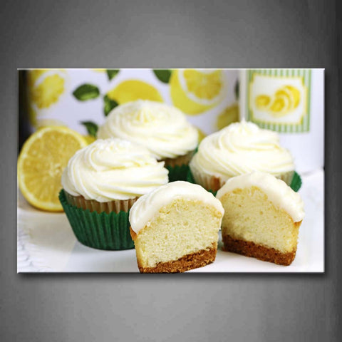 White Cream Over Cupcake With Lemon Wall Art Painting The Picture Print On Canvas Food Pictures For Home Decor Decoration Gift 