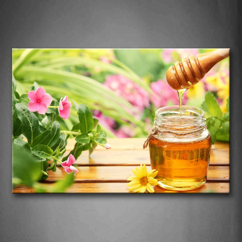 Honey With Flowers And Grasses Wall Art Painting The Picture Print On Canvas Food Pictures For Home Decor Decoration Gift 