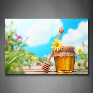 Honey In The Bottle With Flower And Stick Wall Art Painting The Picture Print On Canvas Food Pictures For Home Decor Decoration Gift 