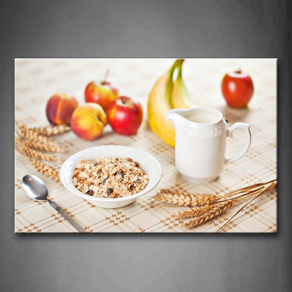 Wheats And Some Fruit As Breakfast Wall Art Painting Pictures Print On Canvas Food The Picture For Home Modern Decoration 