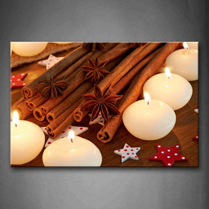 Brown Some Candles And Cinnamons Wall Art Painting The Picture Print On Canvas Food Pictures For Home Decor Decoration Gift 