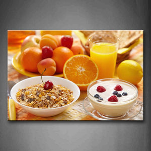 Yellow Orange Butter And Wheat With Fruit And Juice Wall Art Painting Pictures Print On Canvas Food The Picture For Home Modern Decoration 