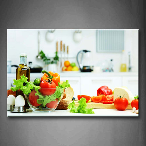 Tomatoes And Vegetables With Eggs Wall Art Painting Pictures Print On Canvas Food The Picture For Home Modern Decoration 