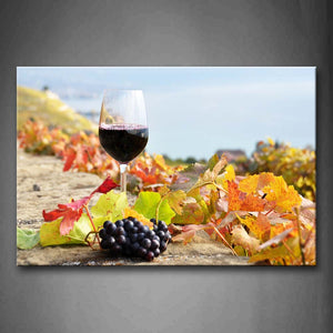 A Cup Of Wine With Grapes And Leaves Wall Art Painting The Picture Print On Canvas Food Pictures For Home Decor Decoration Gift 