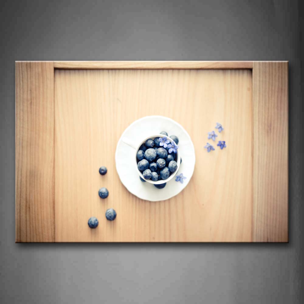 Blueberries In The Cup On The Disk Wall Art Painting Pictures Print On Canvas Food The Picture For Home Modern Decoration 