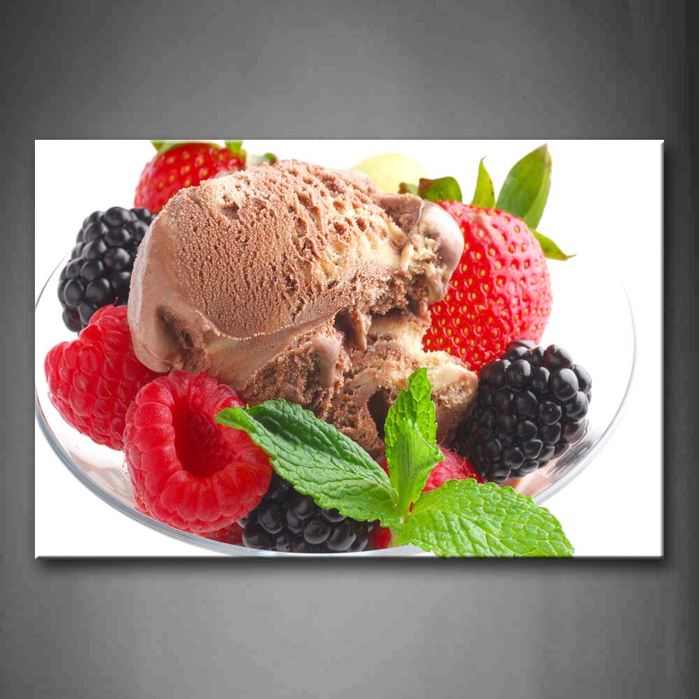 Ice Cream With Some Fruit Wall Art Painting Pictures Print On Canvas Food The Picture For Home Modern Decoration 