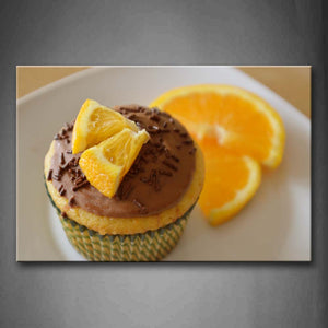Yellow Orange Lemon On The Cake With Chocolate Wall Art Painting The Picture Print On Canvas Food Pictures For Home Decor Decoration Gift 