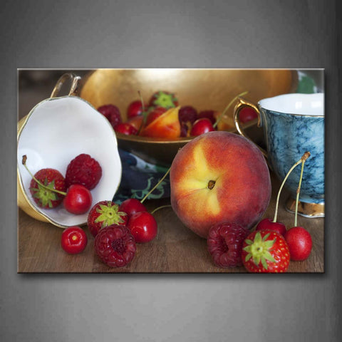 Various Fruit With Bowl And Cup Wall Art Painting Pictures Print On Canvas Food The Picture For Home Modern Decoration 