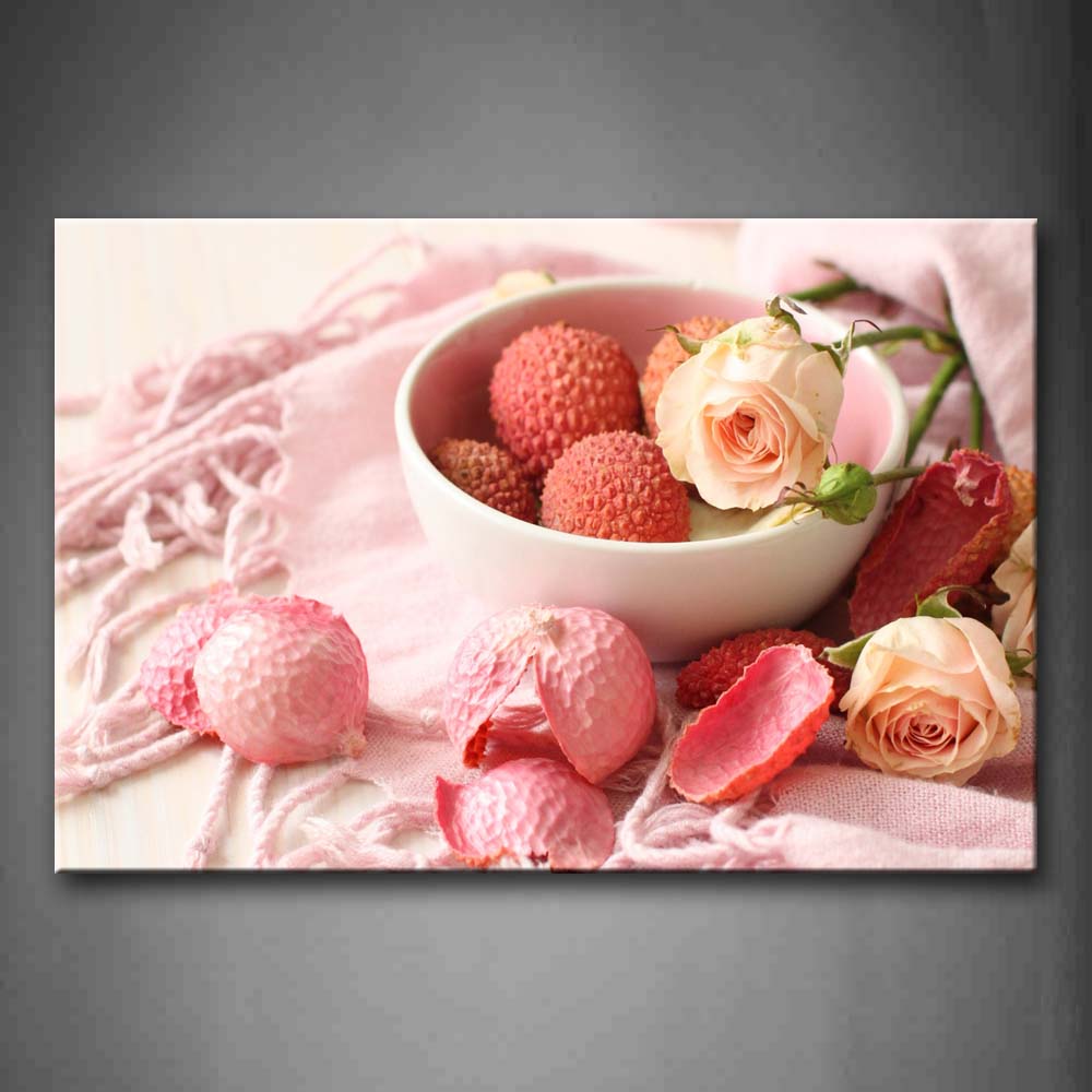 Litchi Chinensises And Yellow Roses Wall Art Painting Pictures Print On Canvas Food The Picture For Home Modern Decoration 