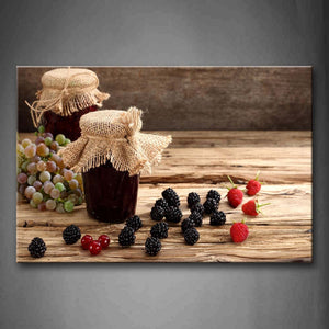 Brown Jam In The Bottle With Berries Wall Art Painting The Picture Print On Canvas Food Pictures For Home Decor Decoration Gift 