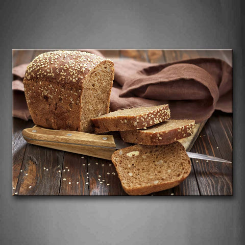 Brown Bread With Knife And Board Wall Art Painting Pictures Print On Canvas Food The Picture For Home Modern Decoration 