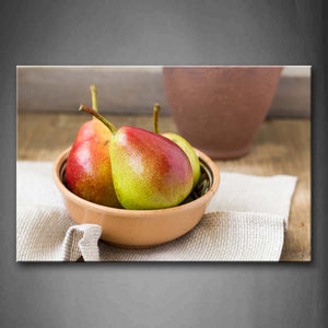 Colourful Pears In The Bowl With Cloth Wall Art Painting Pictures Print On Canvas Food The Picture For Home Modern Decoration 