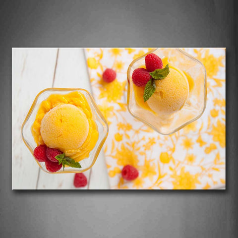 Orange Ice Cream With Berries Wall Art Painting Pictures Print On Canvas Food The Picture For Home Modern Decoration 