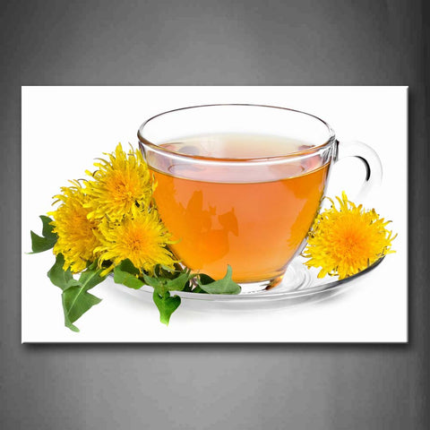 Brown Tea And Some Yellow Flowers Wall Art Painting The Picture Print On Canvas Food Pictures For Home Decor Decoration Gift 