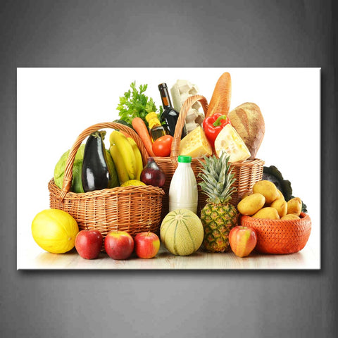 Various Fruit And Vegetables With Baskets Wall Art Painting Pictures Print On Canvas Food The Picture For Home Modern Decoration 