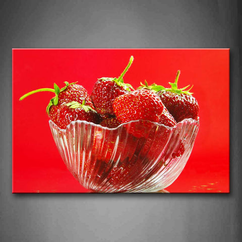 Many Light And Big Strawberries In The Bowl Wall Art Painting The Picture Print On Canvas Food Pictures For Home Decor Decoration Gift 