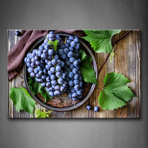 Many Purple Grapes With Leaves And Disk Wall Art Painting The Picture Print On Canvas Food Pictures For Home Decor Decoration Gift 