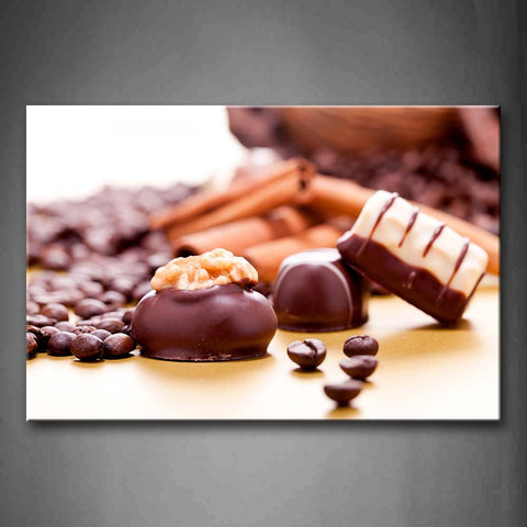 Various Chocolate And Its Bean With Walnut Wall Art Painting The Picture Print On Canvas Food Pictures For Home Decor Decoration Gift 