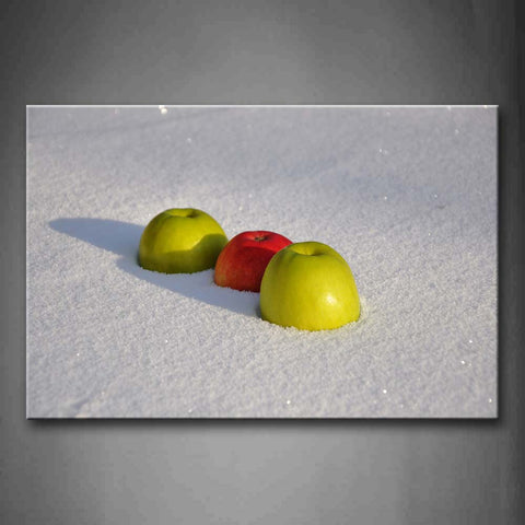 Three Apples With White Powder Wall Art Painting Pictures Print On Canvas Food The Picture For Home Modern Decoration 