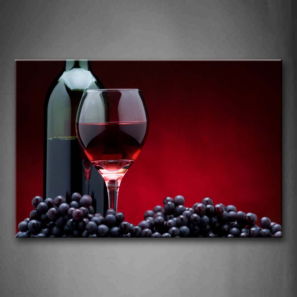 Red Wine And Blueberries With Winebottle Wall Art Painting Pictures Print On Canvas Food The Picture For Home Modern Decoration 