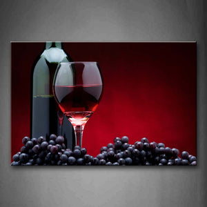 Red Wine And Blueberries With Winebottle Wall Art Painting Pictures Print On Canvas Food The Picture For Home Modern Decoration 