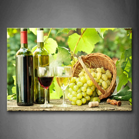 Wine And Grapes With Leaves Wall Art Painting The Picture Print On Canvas Food Pictures For Home Decor Decoration Gift 