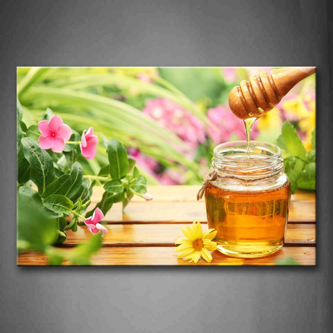 Honey In The Bottle And Flowers Wall Art Painting The Picture Print On Canvas Food Pictures For Home Decor Decoration Gift 