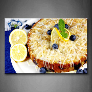 Cake And Lemon With Blueberries And Butter Wall Art Painting The Picture Print On Canvas Food Pictures For Home Decor Decoration Gift 